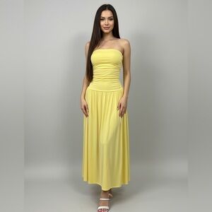Strapless Yellow Maxi Dress by